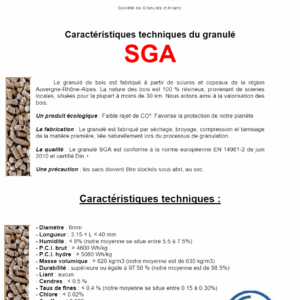 Granulés SGA – Palette 65 Sacs 15 kg