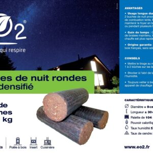 PALETTE BUCHES DENSIFIEES DE NUIT EO2 (104 paquets de 5 bûches)