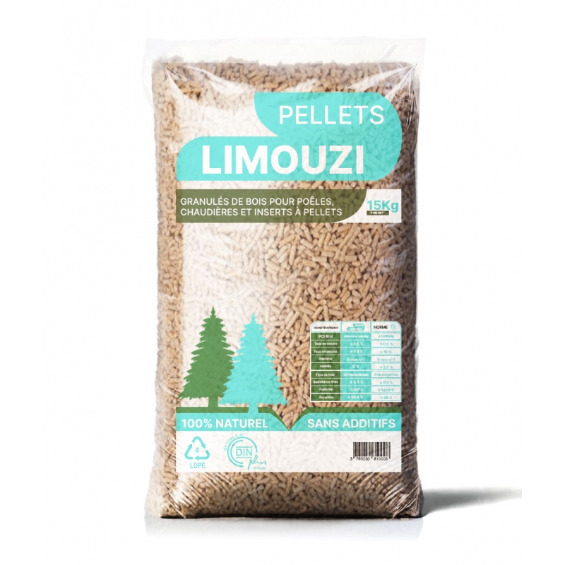 PELLET LIMOUZI – PALETTE DE 66 SACS DE 15 KG