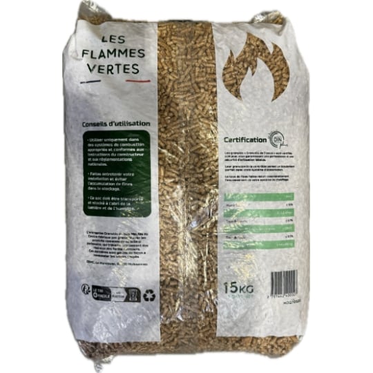 Granulés Flammes Vertes – Palette 65 Sacs 15 kg (975 kg) 4 Granulés Flammes Vertes – Palette 65 Sacs 15 kg (975 kg) – Image 4