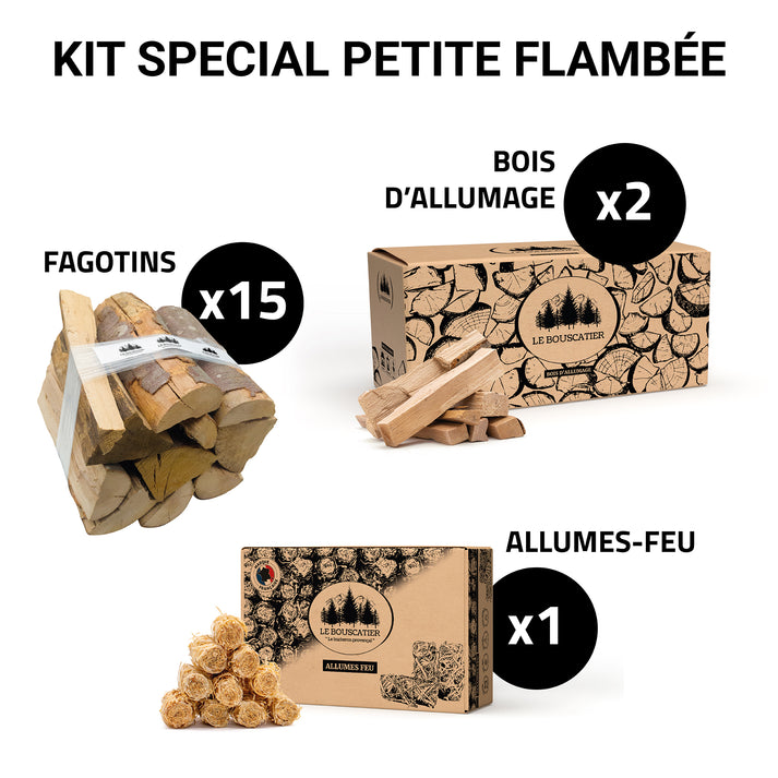 Kit Flambée Plaisir – 15 Fagotins 25 L + Bois d’Allumage + Allume-Feu 1 Kit Flambée Plaisir – 15 Fagotins 25 L + Bois d’Allumage + Allume-Feu