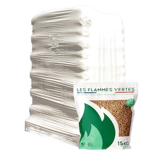 Granulés Flammes Vertes – Palette 65 Sacs 15 kg (975 kg) 1 Granulés Flammes Vertes – Palette 65 Sacs 15 kg (975 kg)