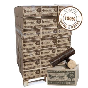 Bois Densifié Premium – 80 Cartons de 6 Bûches – Palette 960 kg
