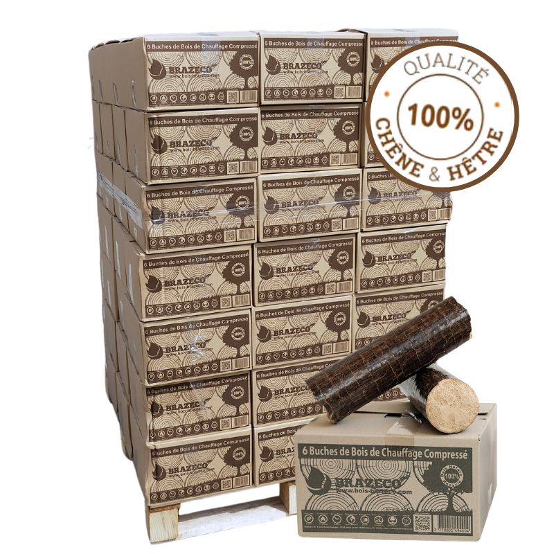 Bois Densifié Premium – 80 Cartons de 6 Bûches – Palette 960 kg 1 Bois Densifié Premium – 80 Cartons de 6 Bûches – Palette 960 kg